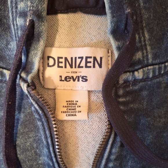 Levi's denizen stonewashed denim crop hoodie jacket XS - Picture 6 of 7